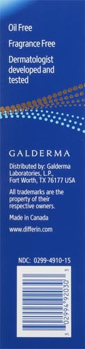 Differin Acne Treatment Gel, 30 Day Supply, Retinoid Treatment for Face with 0.1% Adapalene, Gentle Skin Care for Acne Prone Sensitive Skin, 15g Tube (Packaging May Vary) | 30-Day Supply, OTC Retinoid, Clears Acne & Prevents Breakouts, Gentle For Sensitiv