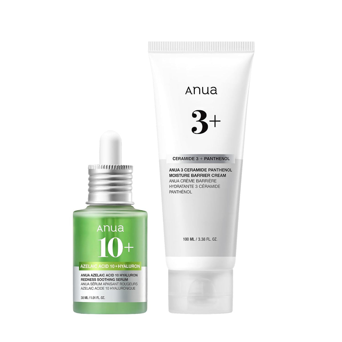 Anua Soothing & Barrier Support Duo | Azelaic Acid Serum For Face with Ceramide Barrier Moisturizer, Spot Care & Calming Effect, Korean Skincare Set