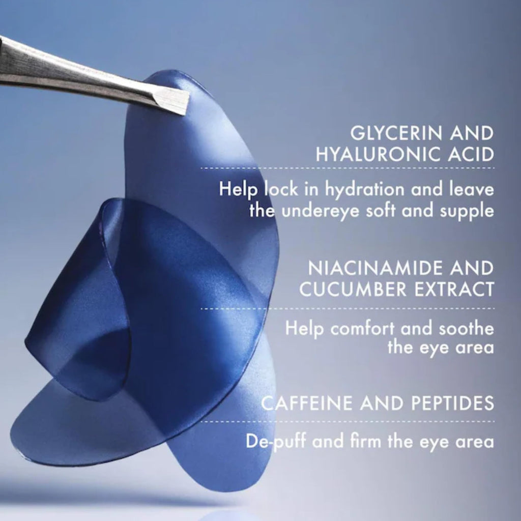 Summer Fridays Jet Lag Hydrating Eye Patches - De-puffing Hydrogel Under Eye Masks with Hyaluronic Acid, Caffeine + Peptides - Soothing + Refreshing At-Home + Travel Skin Care (15 Pairs)