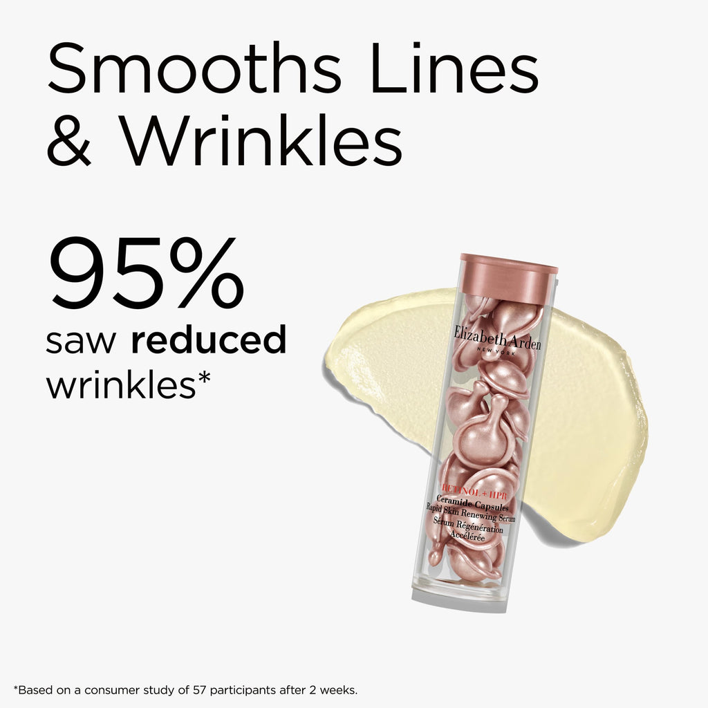 Elizabeth Arden Retinol + HPR Ceramide Rapid Skin Renewing Anti-Aging Face Serum Capsules, Fine Lines & Wrinkles Treatment with Peptides, Vitamin E, & Niacinamide