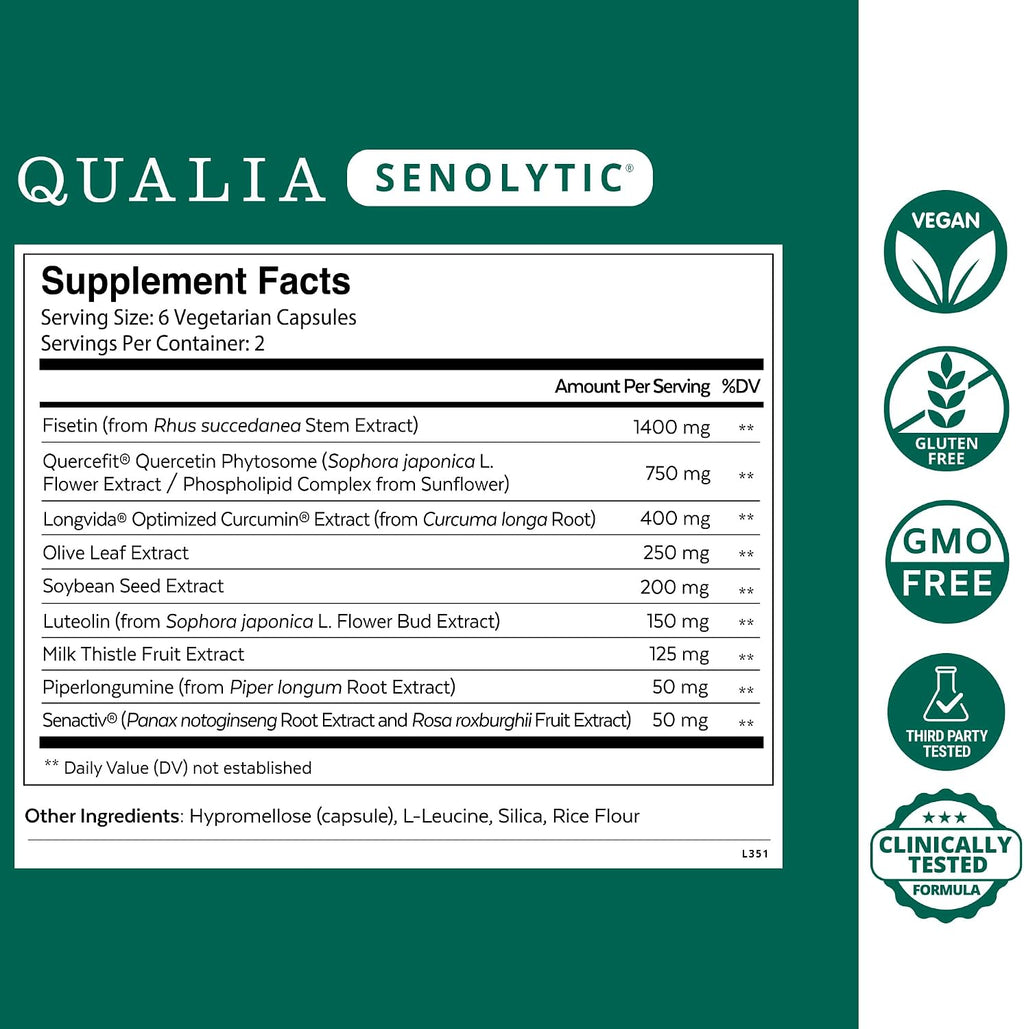 Qualia Senolytic | 1400mg Fisetin for Healthy Aging & Vitality