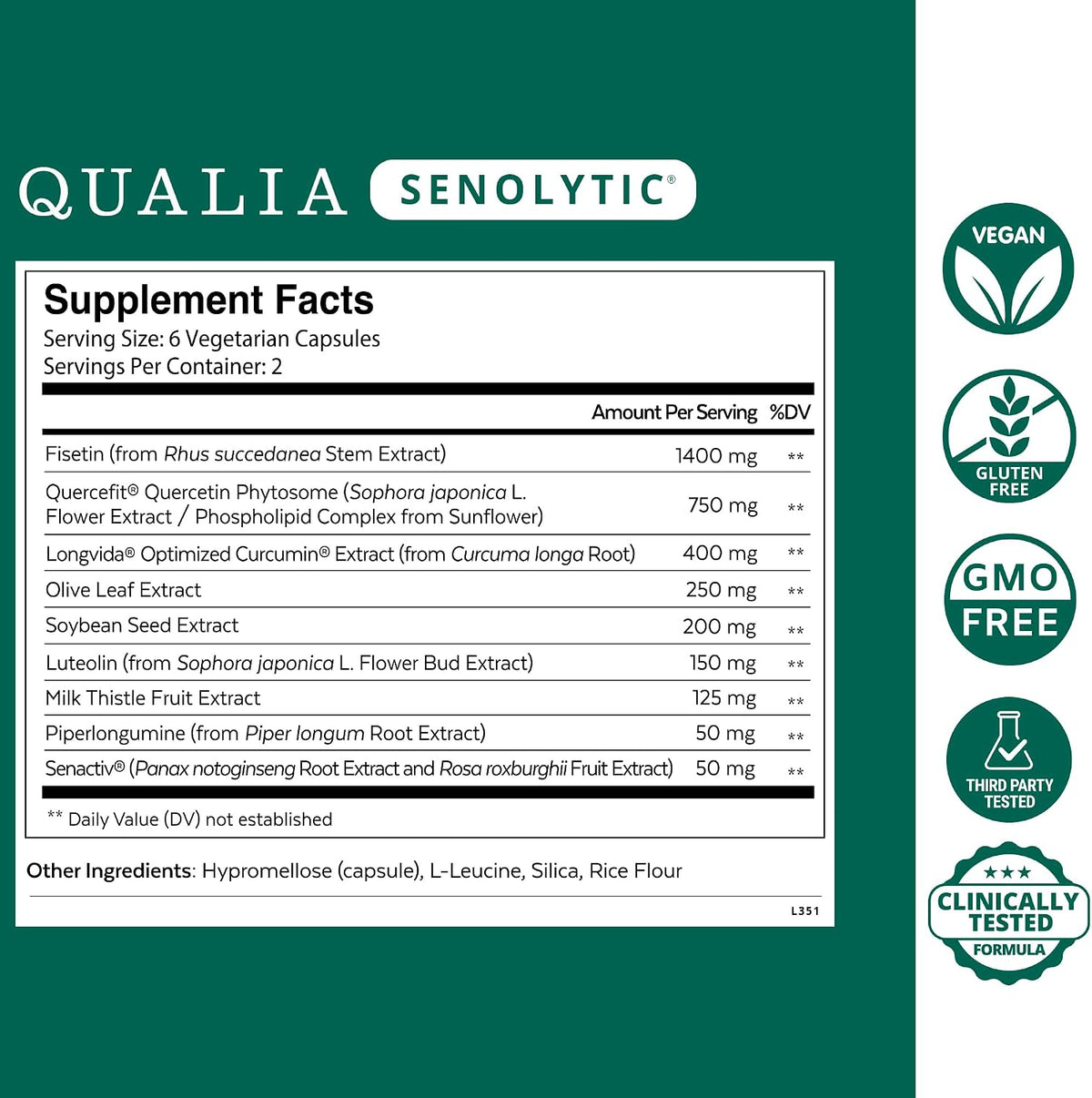 Qualia Senolytic | 1400mg Fisetin for Healthy Aging & Vitality