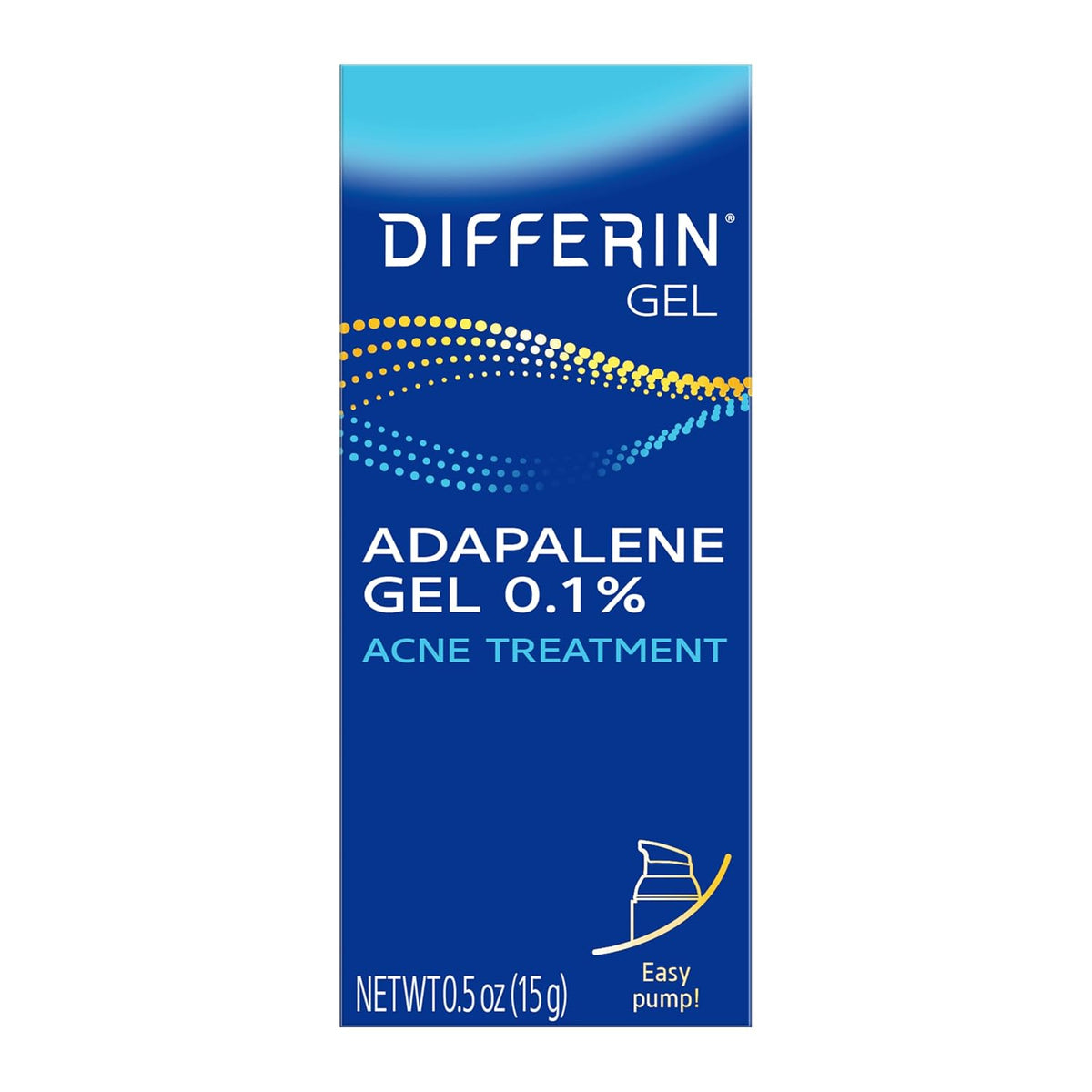 Differin Acne Treatment Gel, 30 Day Supply, Retinoid Treatment for Face with 0.1% Adapalene, Gentle Skin Care for Acne Prone Sensitive Skin, 15g Tube (Packaging May Vary) | 30-Day Supply, OTC Retinoid, Clears Acne & Prevents Breakouts, Gentle For Sensitiv