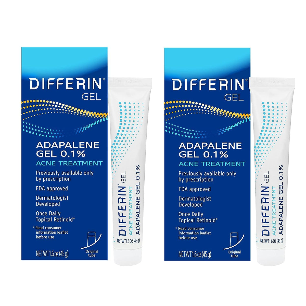 Differin Acne Treatment Gel, 30 Day Supply, Retinoid Treatment for Face with 0.1% Adapalene, Gentle Skin Care for Acne Prone Sensitive Skin, 15g Tube (Packaging May Vary) | 30-Day Supply, OTC Retinoid, Clears Acne & Prevents Breakouts, Gentle For Sensitiv