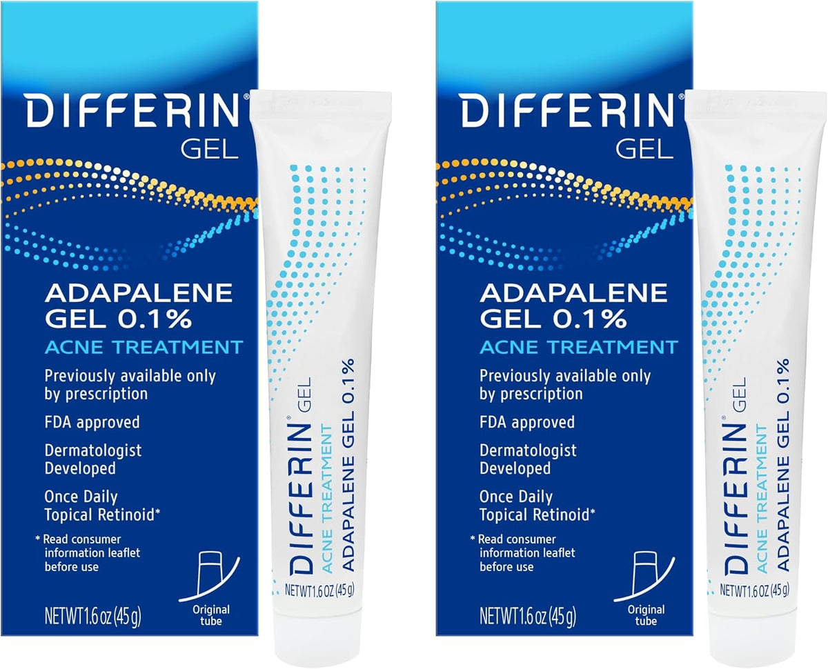 Differin Acne Treatment Gel, 30 Day Supply, Retinoid Treatment for Face with 0.1% Adapalene, Gentle Skin Care for Acne Prone Sensitive Skin, 15g Tube (Packaging May Vary) | 30-Day Supply, OTC Retinoid, Clears Acne & Prevents Breakouts, Gentle For Sensitiv