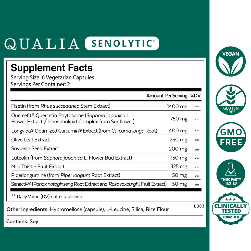 Qualia Senolytic | 1400mg Fisetin for Healthy Aging & Vitality