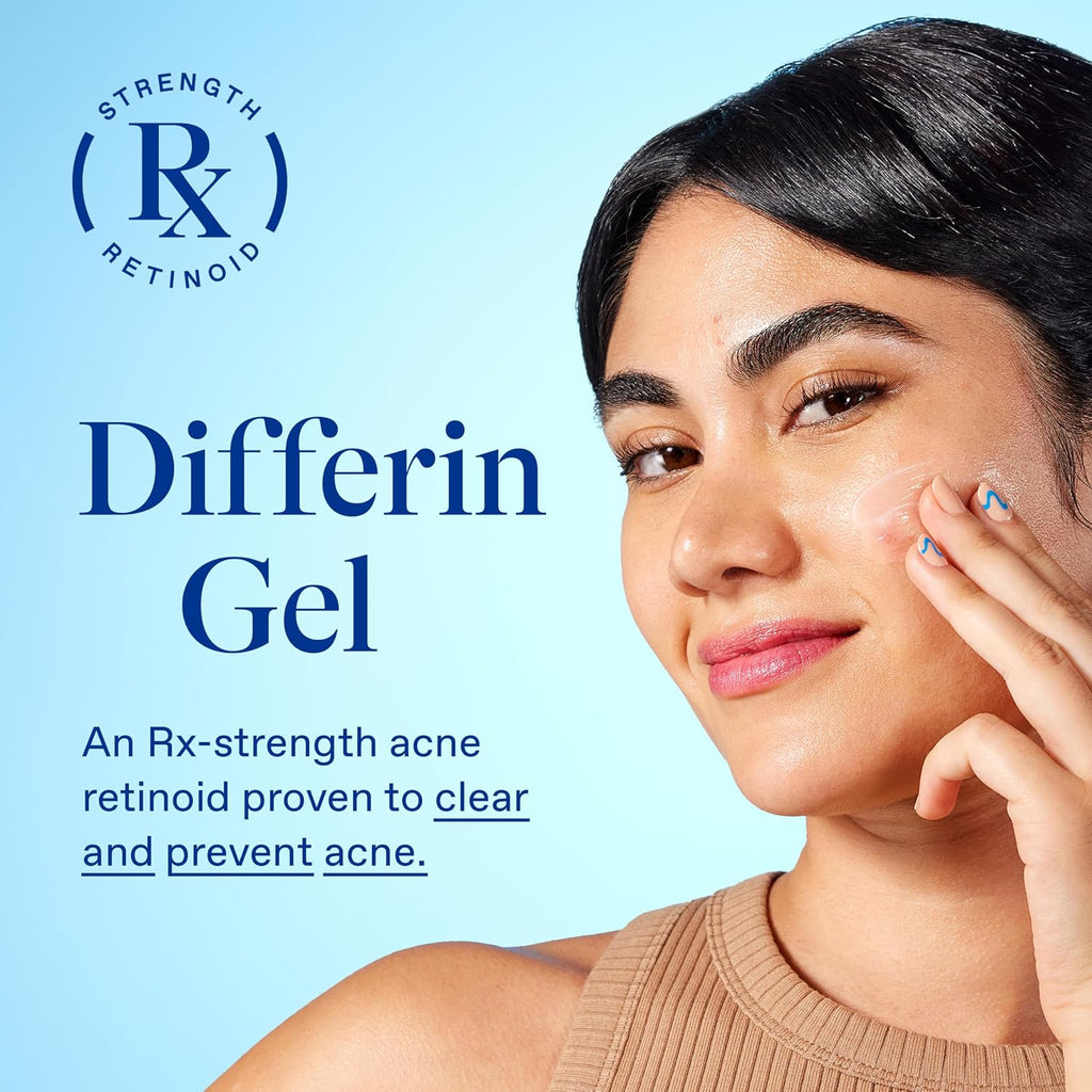 Differin Acne Treatment Gel, 30 Day Supply, Retinoid Treatment for Face with 0.1% Adapalene, Gentle Skin Care for Acne Prone Sensitive Skin, 15g Tube (Packaging May Vary) | 30-Day Supply, OTC Retinoid, Clears Acne & Prevents Breakouts, Gentle For Sensitiv