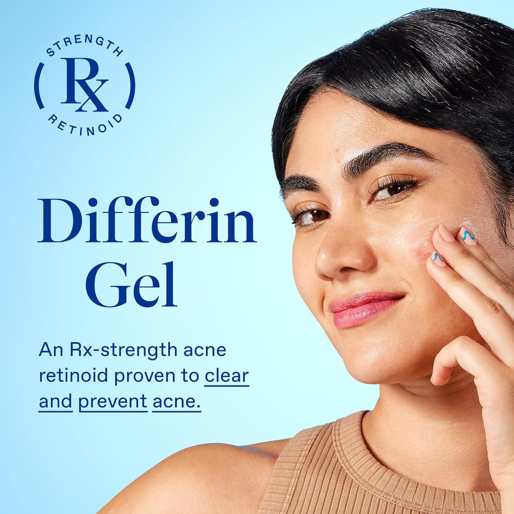 Differin Acne Treatment Gel, 30 Day Supply, Retinoid Treatment for Face with 0.1% Adapalene, Gentle Skin Care for Acne Prone Sensitive Skin, 15g Tube (Packaging May Vary) | 30-Day Supply, OTC Retinoid, Clears Acne & Prevents Breakouts, Gentle For Sensitiv