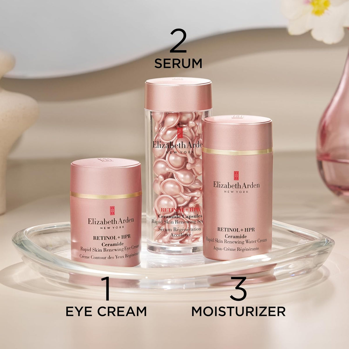 Elizabeth Arden Retinol + HPR Ceramide Rapid Skin Renewing Anti-Aging Face Serum Capsules, Fine Lines & Wrinkles Treatment with Peptides, Vitamin E, & Niacinamide