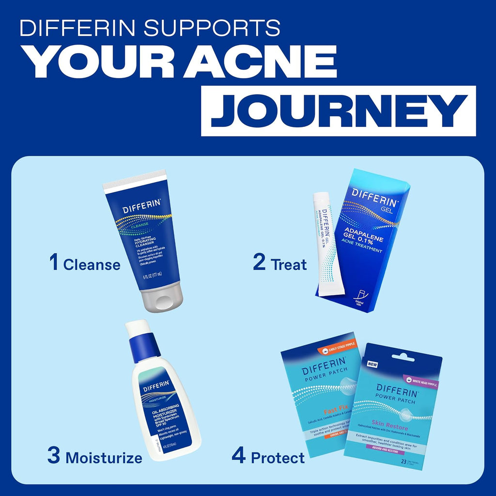 Differin Acne Treatment Gel, 30 Day Supply, Retinoid Treatment for Face with 0.1% Adapalene, Gentle Skin Care for Acne Prone Sensitive Skin, 15g Tube (Packaging May Vary) | 30-Day Supply, OTC Retinoid, Clears Acne & Prevents Breakouts, Gentle For Sensitiv